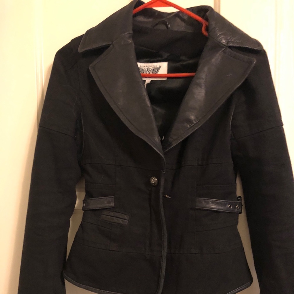 Rock and republic denim and leather blazer